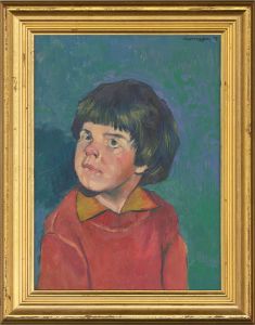 John Cherrington (1931-2015) - Framed 1978 Oil, Portrait of a Boy in Red Jumper