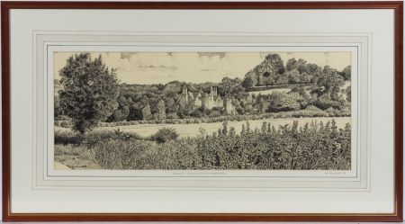 Vic Jellings - Signed & Framed 1993 Pen and Ink Drawing, Bradley Court, Wotton