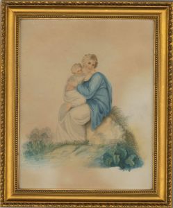 Framed Mid 19th Century Watercolour - Madonna & Child