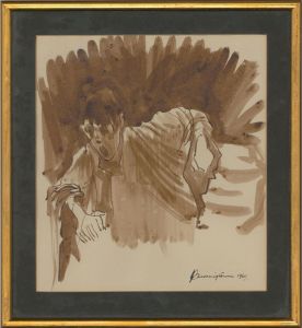 John Cherrington (1931-2015) - 1969 Pen and Ink Drawing, Man with a Shocked Face