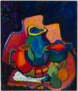 Edith Birkin (1927-2018) - 20th Century Acrylic, Still Life, Fruit & Vases