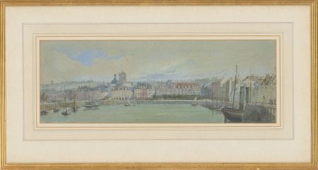 Evelyn D . Hay - Framed 1869 Watercolour, Dieppe Harbour