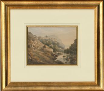 Framed Late 19th Century Watercolour - The Riverside Town