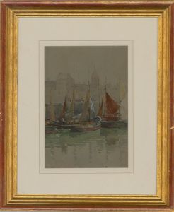 Charles Edward Hannaford RBA (1863-1955) - Framed Watercolour, The Harbour