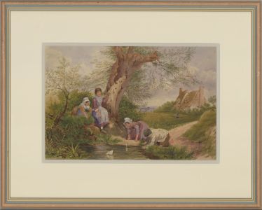 A. Neath after Birket Foster - Fine c.1872 Watercolour, The Yacht Race