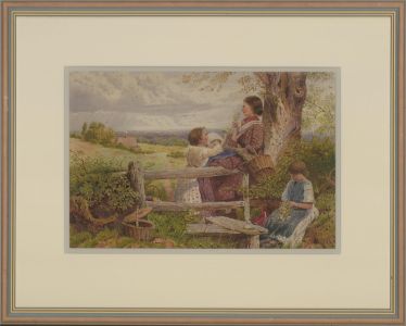 A. Neath after Birket Foster - Fine 1872 Watercolour, Spring Flowers