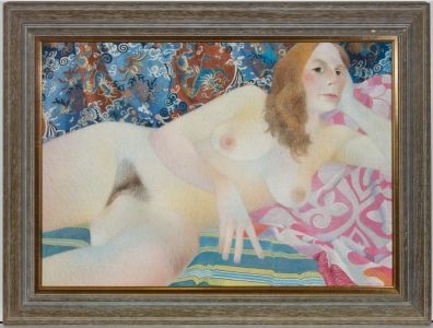 John Ivor Stewart PPPS (1936-2018) - Signed & Framed Pastel, Reclining Nude