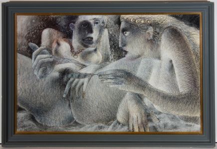 John Ivor Stewart PPPS (1936-2018) - Pen and Ink Drawing, Christabel & Geraldine