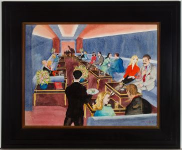 Peter Heaton - Signed & Framed 1989 Watercolour, Piano Bar