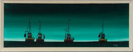 K. Hammond (b.1948) - 1970 Acrylic, Fishing Boats