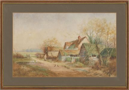 Hubert Birkby - Signed & Framed Late 19th Century Watercolour, Barnyard Birds