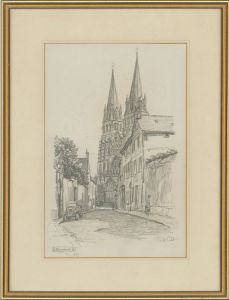Ruth Cobb - Signed & Framed 1927 Graphite Drawing, Bayeux