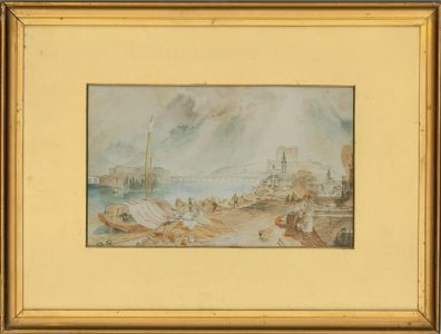Framed Late 19th Century Watercolour - A Busy Dockyard Scene