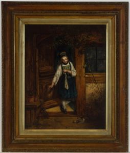 Framed Late 19th Century Oil - Portrait of a Girl and Kitten