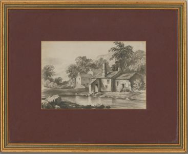 Framed 19th Century Watercolour - River Mill