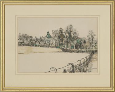 Robert F. Micklewright RWS (1923-2013) - Pen and Ink Drawing, Church Fields