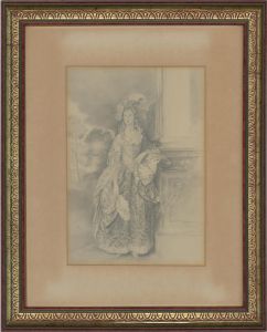 Framed Late 19th Century Graphite Drawing - Portrait of an Elegant Lady
