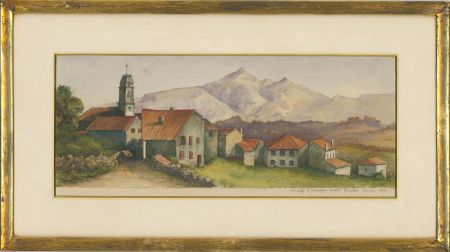 C.E.M - 1892 Watercolour, Village of Urrugne Basses, Pyrenees