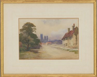 Framed Late 19th Century Watercolour - Canterbury Cathedral