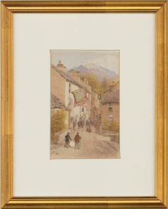 W. Hull - Signed & Framed 1875 Watercolour, French Mountain Town