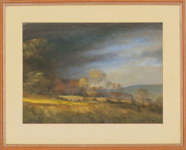 Paul Hardy - Signed & Framed Contemporary Pastel, Stormy Farmlands