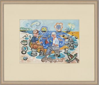 Edward Morgan (1933-2009) - Signed & Framed Watercolour, Two Fishermen