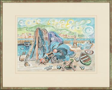 Edward Morgan (1933-2009) - 20th Century Watercolour, Gathering Nets, Lyme Regis