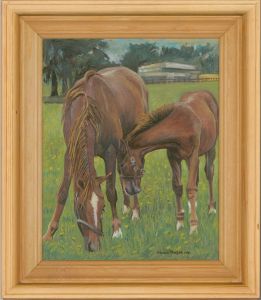 Edward Morgan (1933-2009) - 1971 Oil, Horse with her Foal