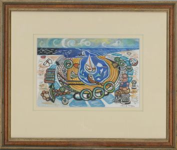 Edward Morgan (1933-2009) - Signed & Framed Gouache, The Harbour Master
