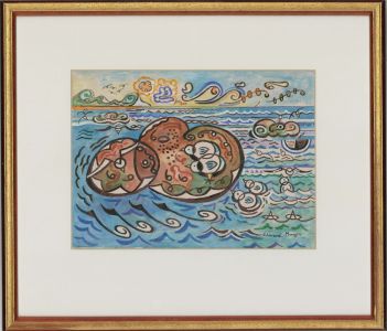 Edward Morgan (1933-2009) - Signed 20th Century Gouache, Seagulls on the Rocks