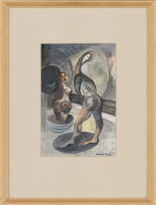 Edward Morgan (1933-2009) - Signed & Framed Watercolour, Underground Wait