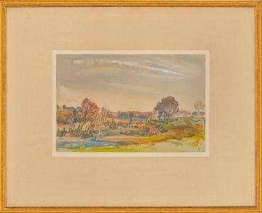 Evelyn Cheston NEAC (1875-1929) - 1919 Watercolour, Marshes at Windrush Valley