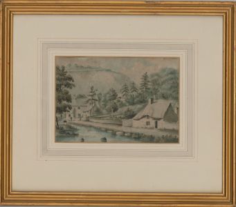 Framed Mid 19th Century Watercolour - Cottage Landscape