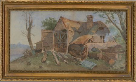 R.F Atkinson - Signed & Framed 1888 Watercolour, The Log Cabin