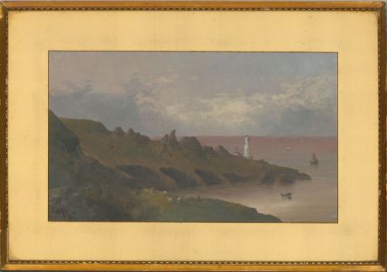 G.H Juileus - Framed 1874 Oil, Start Point, South Devon