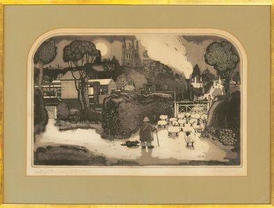 Graham Clarke (b.1941)  - Signed & Framed 20th Century Etching, At the Crossing
