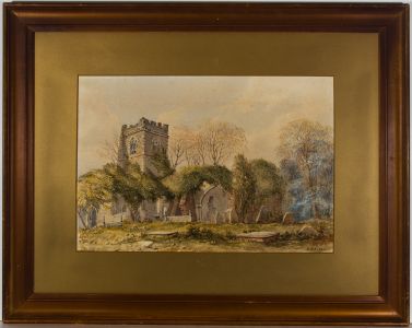 H.P. Yates - Late 19th Century Watercolour, Ruined Church, Ayot St Lawrence