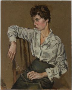 John Ivor Stewart PPPS (1936-2018) - 1959 Oil, Portrait of a Lady with a Twig