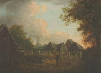 Original 1811 Oil - A View from a Field near Chichester