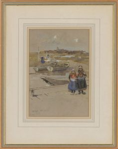 Attrib. Charles J. Watson (1846-1927) - Framed 1889 Watercolour, Marken, Holland