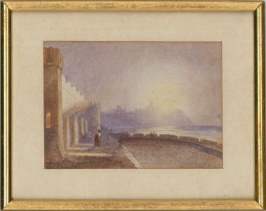 C.M.P - Framed Late 19th Century Watercolour, Castle on The Coast