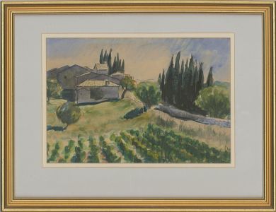 Framed Mid 20th Century Watercolour - The Vineyard