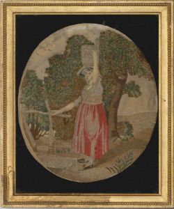 Framed Early 19th Century Embroidery - The Milkmaid