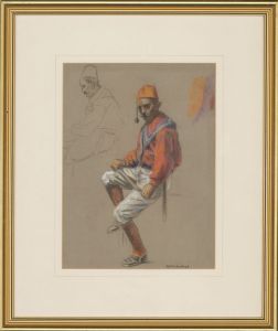 Raymond John Vandenbergh (b.1889) - Framed Pastel, A Turkish Fighter