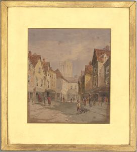 B.M - Late 19th Century Watercolour, Victorian Street Scene
