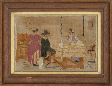 Framed 19th Century Embroidery - Pilgrim Needlework