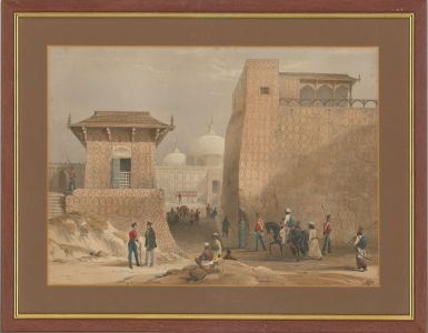 Charles Haghe - Rare 1846 Lithograph, Main Guard & Government House, Hyderabad
