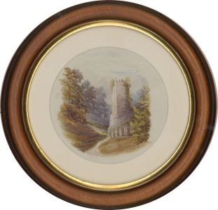 E.H.B - Framed 1864 Watercolour, Cockington Church, South Devon