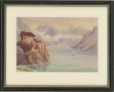 F.V Smilt - Framed 1883 Watercolour, Lake Lugano