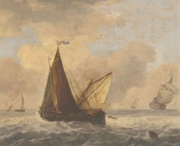 Original 19th Century Oil - Vessels at Sea